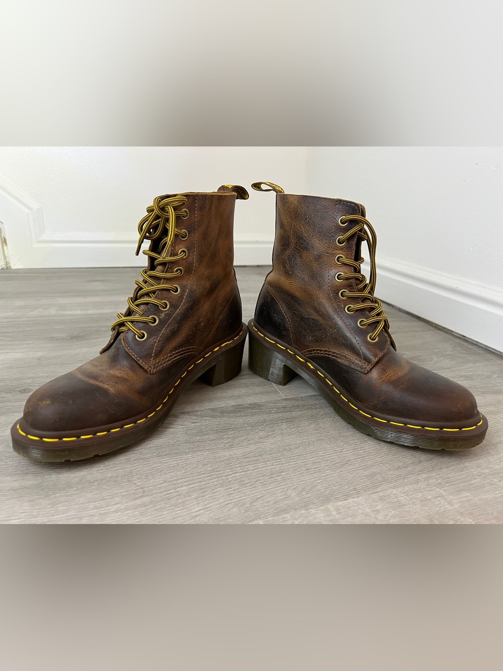 Vintage Dr. Martens Clemency Brown Leather Boots - UK6/US8 W - Picture 2 of 9